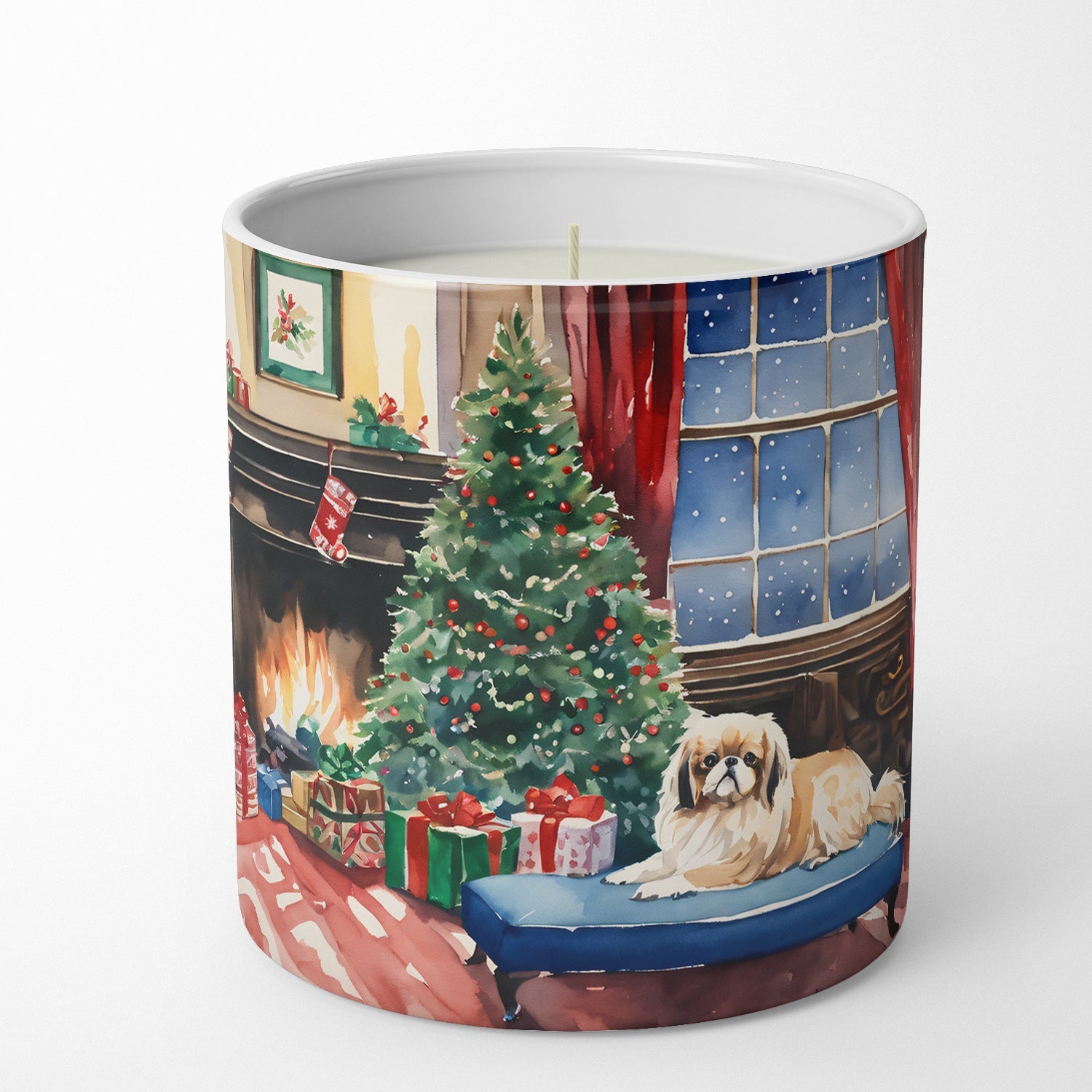 Pekingese Cozy Christmas Decorative Soy Candle Nature Soy Wax Essential Oil Home Decor Ideal for Bedroom Kitchen Bath Office Gift, 10 oz