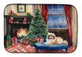 Pekingese Cozy Christmas Dish Drying Mat Absorbent Dish Drying Mat Pad for Kitchen Counter Dish Drainer Mat for Countertop, 14 x 21", Multicolor
