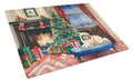 Pekingese Cozy Christmas Cutting Board Tempered Glass Kitchen Cutting Surface, Heat Resistant Chopping, Non-Slip Feet, Food Prep & Serving
