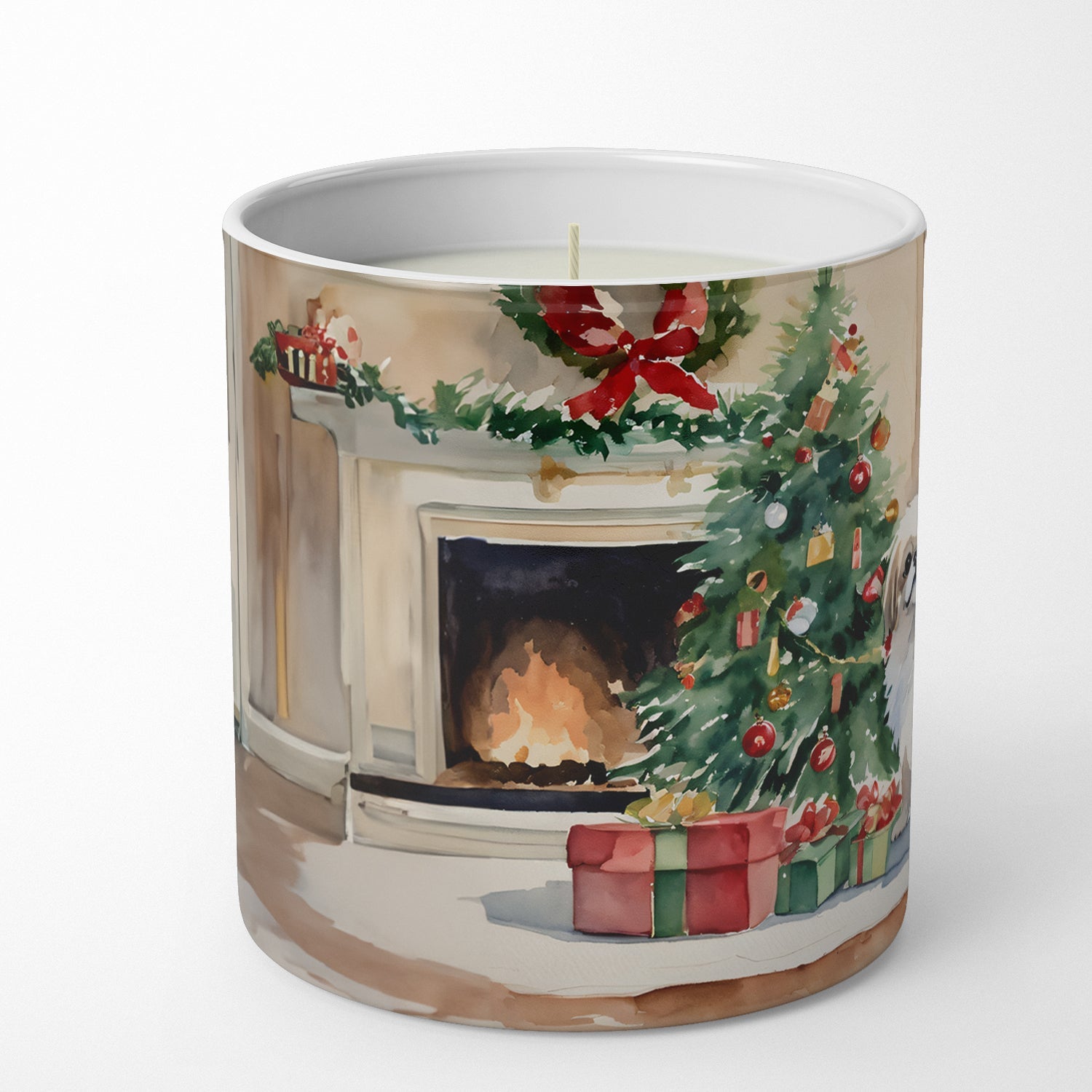 Pekingese Cozy Christmas Decorative Soy Candle Nature Soy Wax Essential Oil Home Decor Ideal for Bedroom Kitchen Bath Office Gift, 10 oz
