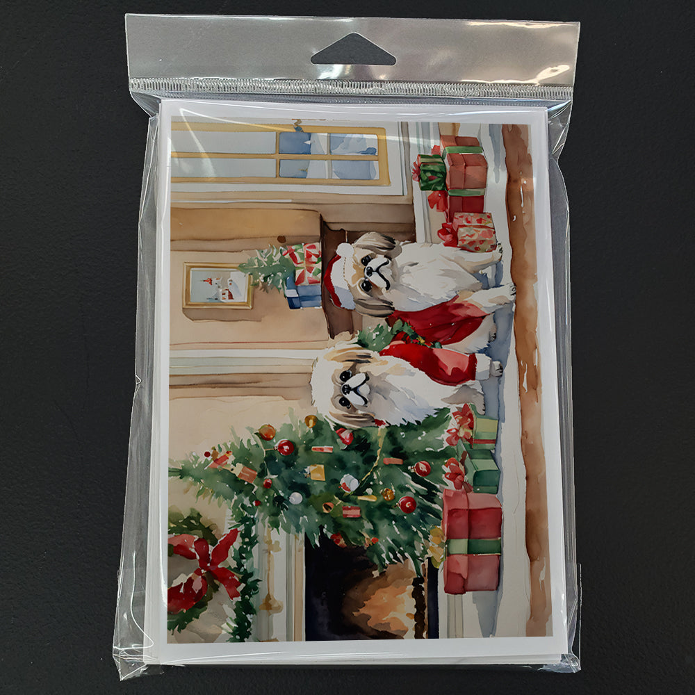 Pekingese Cozy Christmas Greeting Cards Pack of 8 Blank Cards with Envelopes Whimsical A7 Size 5x7