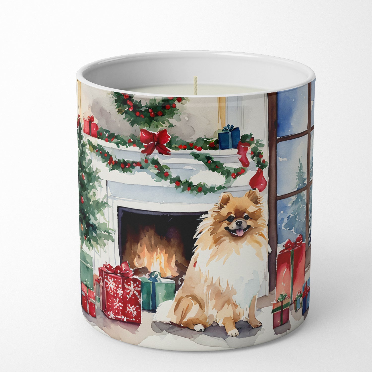 Pomeranian Cozy Christmas Decorative Soy Candle Nature Soy Wax Essential Oil Home Decor Ideal for Bedroom Kitchen Bath Office Gift, 10 oz