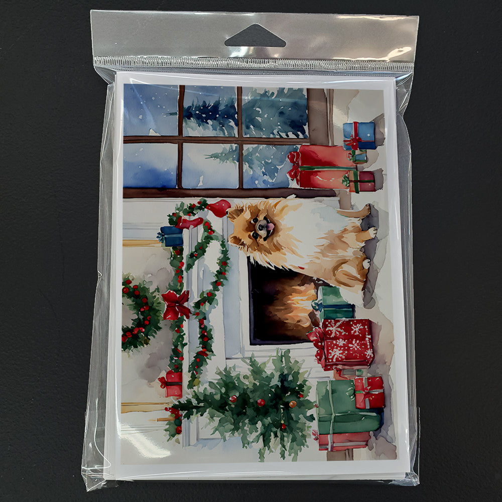 Pomeranian Cozy Christmas Greeting Cards Pack of 8 Blank Cards with Envelopes Whimsical A7 Size 5x7