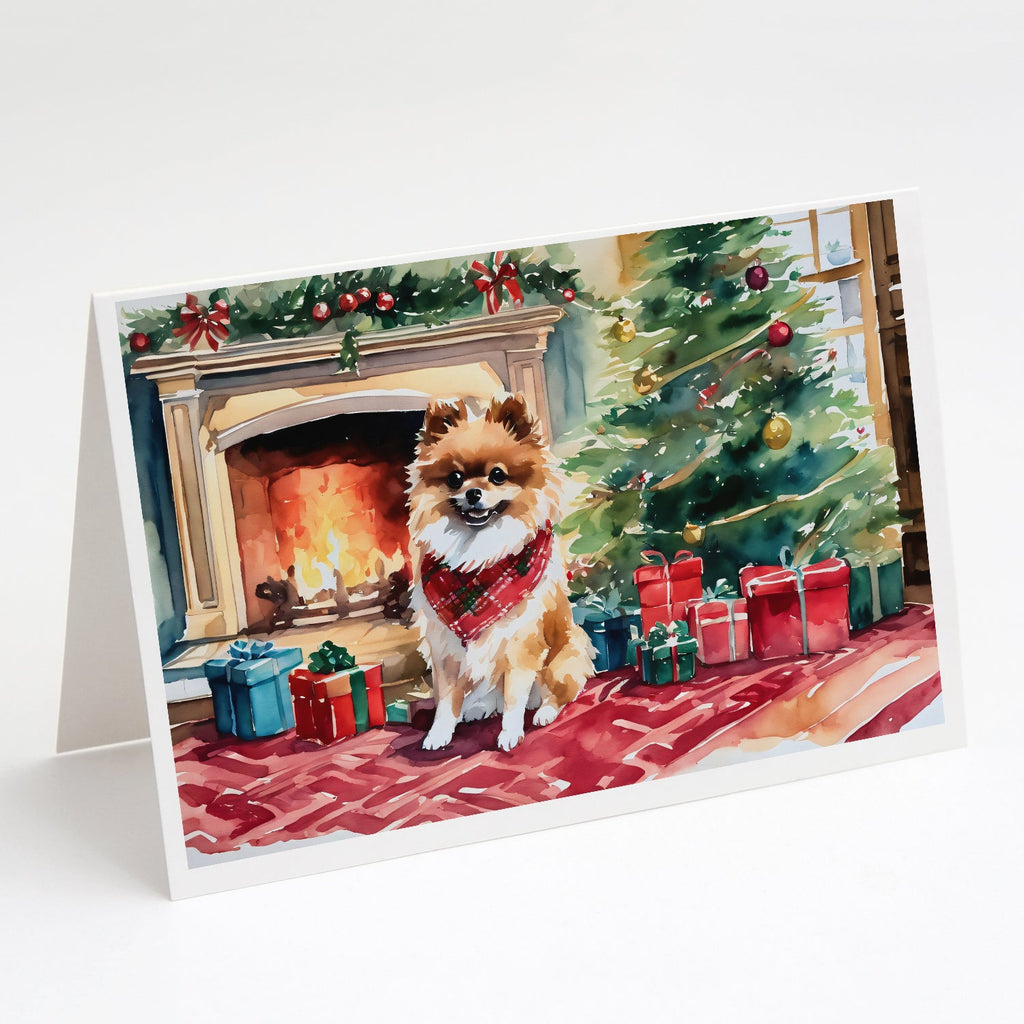 Pomeranian Cozy Christmas Greeting Cards Pack of 8 Blank Cards with Envelopes Whimsical A7 Size 5x7