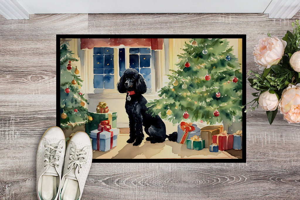 Poodle Cozy Christmas Doormat Indoor Outdoor 24H X 36W Front Door Mat Rugs for Entryway, Non Slip Washable Low Pile,