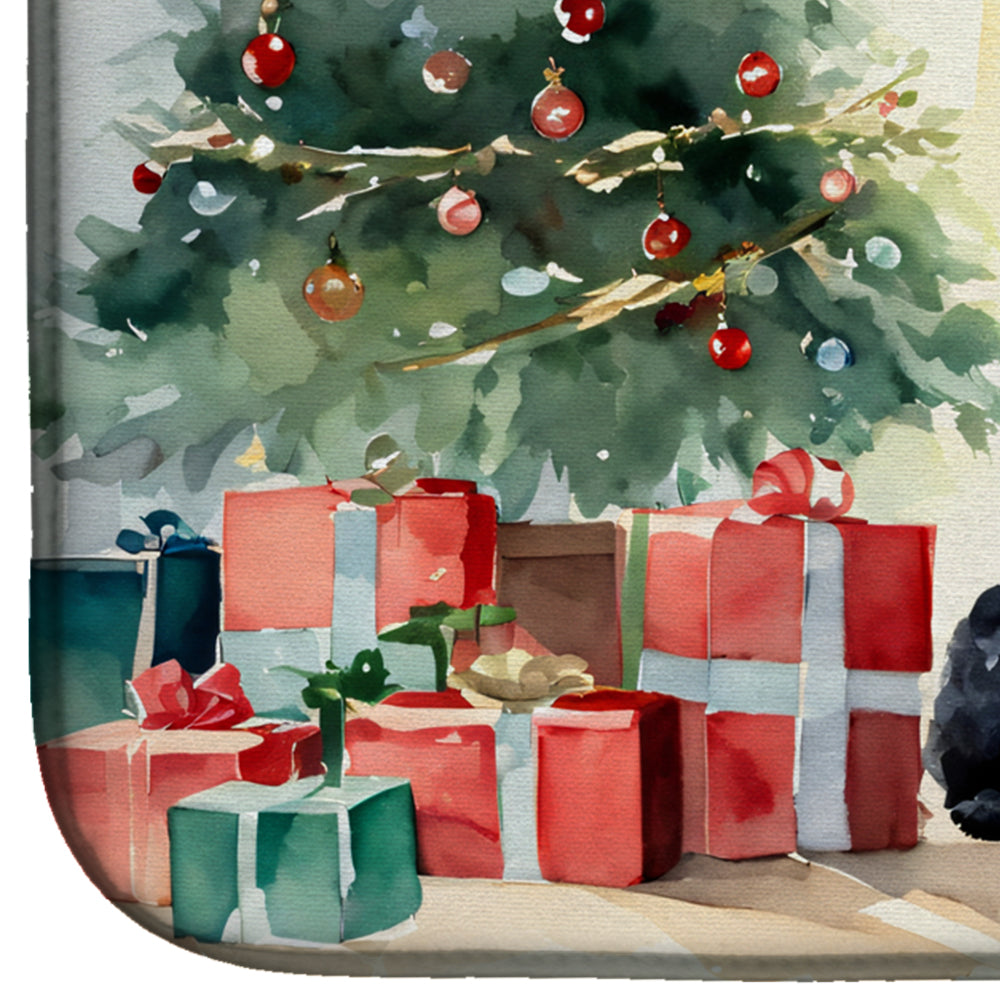 Poodle Cozy Christmas Dish Drying Mat Absorbent Dish Drying Mat Pad for Kitchen Counter Dish Drainer Mat for Countertop, 14 x 21", Multicolor