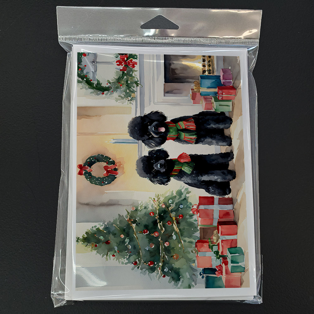 Poodle Cozy Christmas Greeting Cards Pack of 8 Blank Cards with Envelopes Whimsical A7 Size 5x7