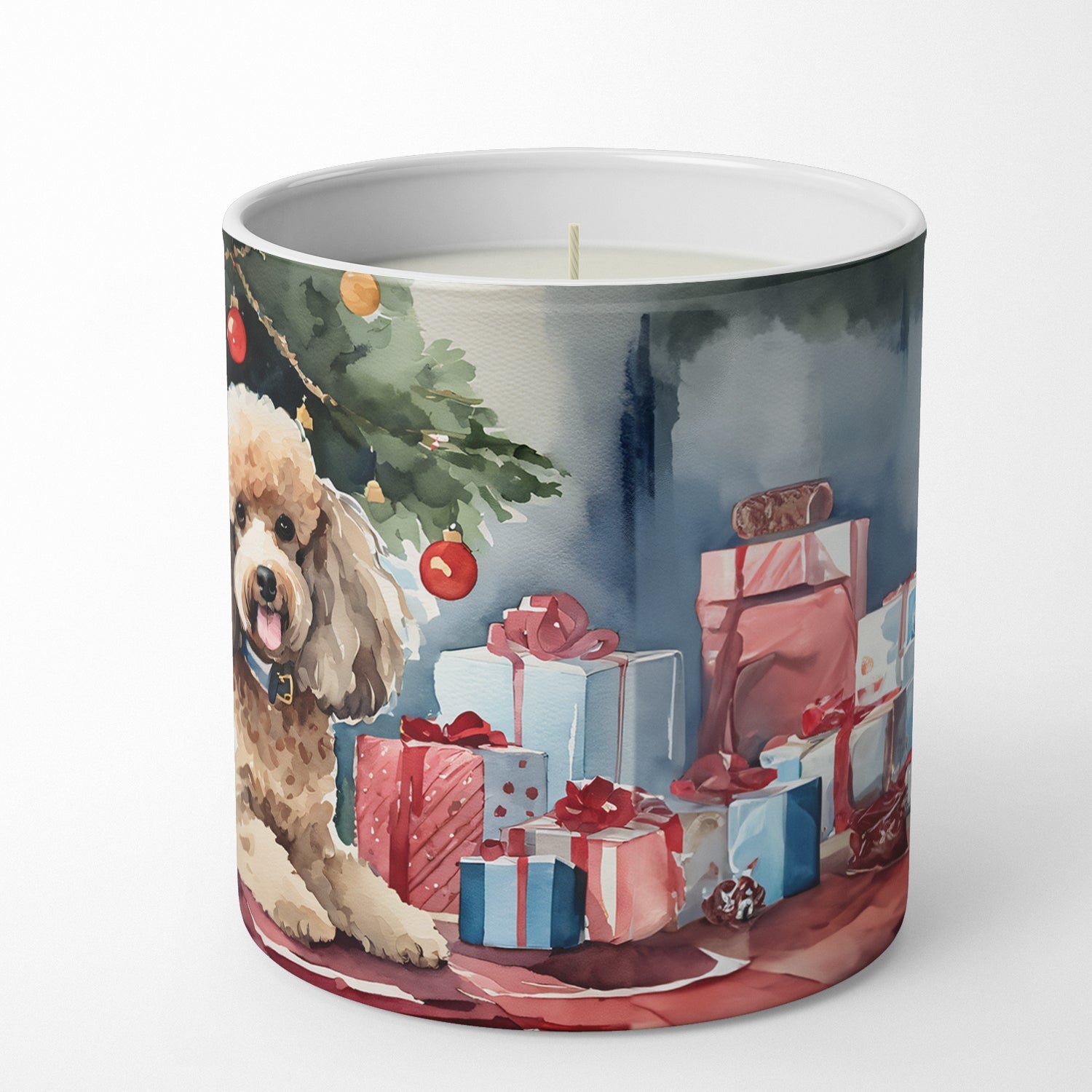 Poodle Cozy Christmas Decorative Soy Candle Nature Soy Wax Essential Oil Home Decor Ideal for Bedroom Kitchen Bath Office Gift, 10 oz