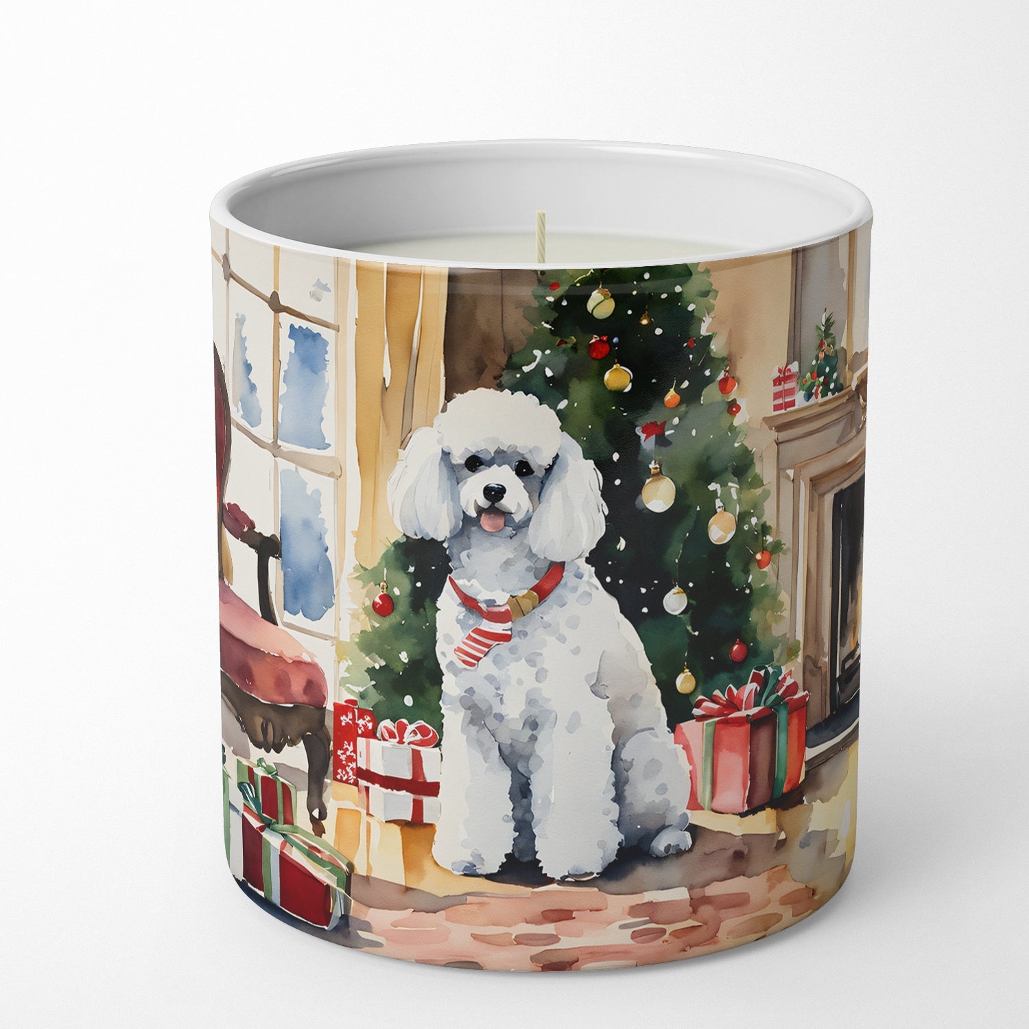 Poodle Cozy Christmas Decorative Soy Candle Nature Soy Wax Essential Oil Home Decor Ideal for Bedroom Kitchen Bath Office Gift, 10 oz