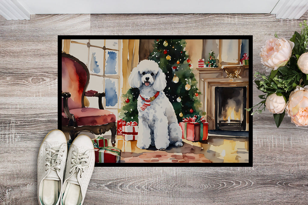 Poodle Cozy Christmas Doormat Indoor Outdoor 18H X 27W Front Door Mat Rugs for Entryway, Non Slip Washable