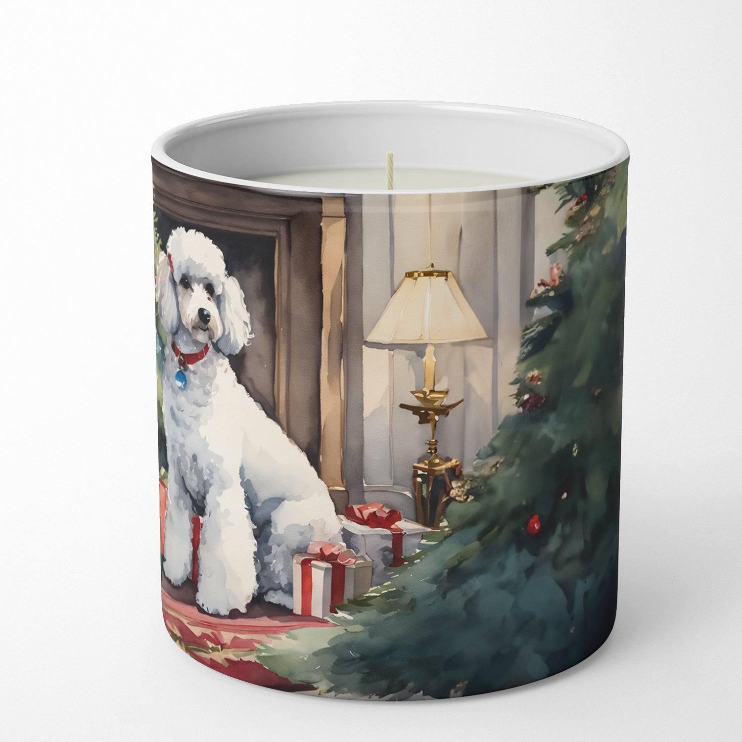 Poodle Cozy Christmas Decorative Soy Candle Nature Soy Wax Essential Oil Home Decor Ideal for Bedroom Kitchen Bath Office Gift, 10 oz