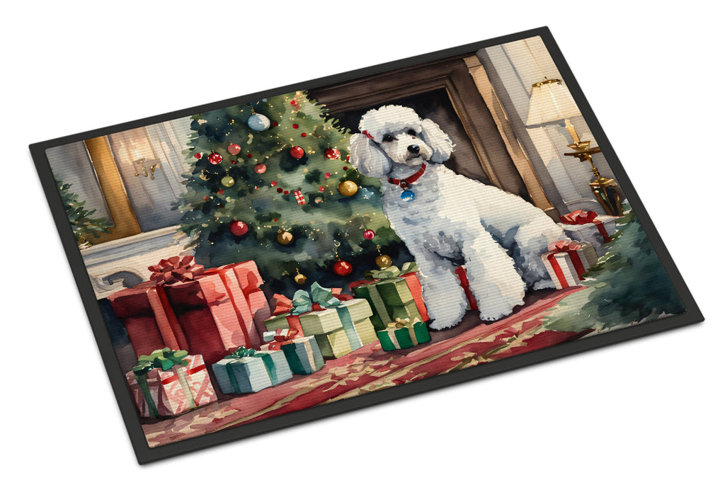 Poodle Cozy Christmas Doormat Indoor Outdoor 24H X 36W Front Door Mat Rugs for Entryway, Non Slip Washable Low Pile,