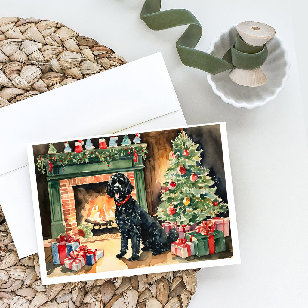 Portuguese Water Dog Cozy Christmas Greeting Cards Pack of 8 Blank Cards with Envelopes Whimsical A7 Size 5x7
