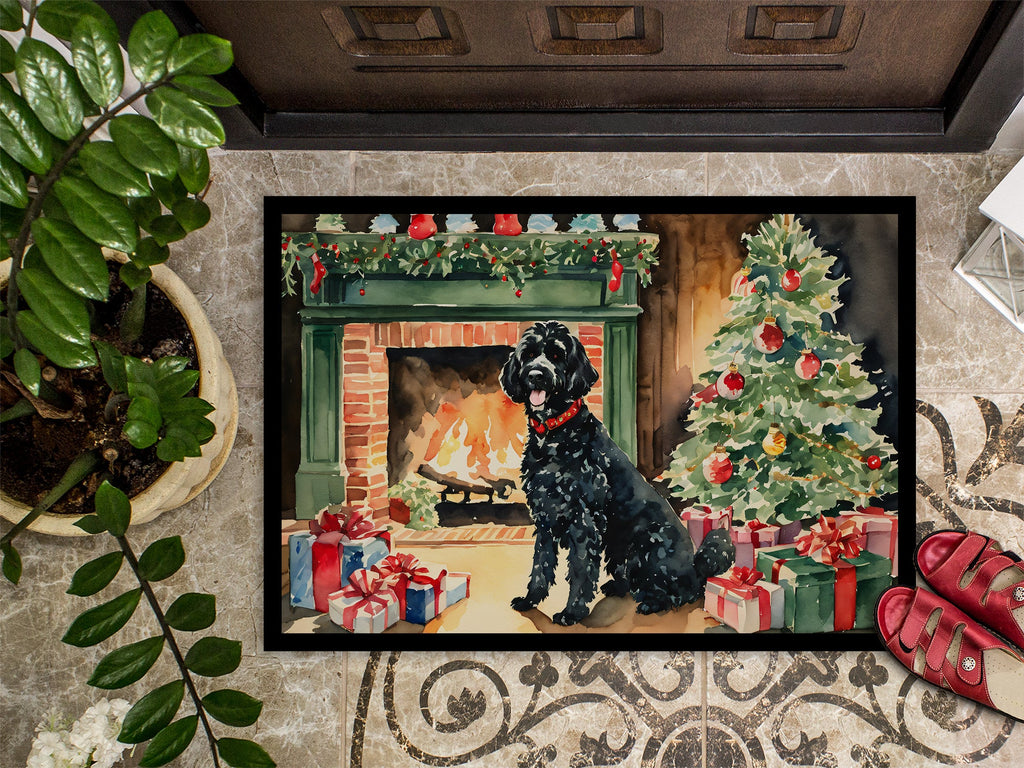 Portuguese Water Dog Cozy Christmas Doormat Indoor Outdoor 24H X 36W Front Door Mat Rugs for Entryway, Non Slip Washable Low Pile,