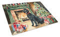 Portuguese Water Dog Cozy Christmas Cutting Board Tempered Glass Kitchen Cutting Surface, Heat Resistant Chopping, Non-Slip Feet, Food Prep & Serving