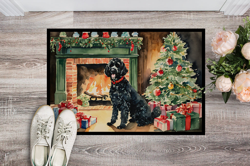 Portuguese Water Dog Cozy Christmas Doormat Indoor Outdoor 18H X 27W Front Door Mat Rugs for Entryway, Non Slip Washable