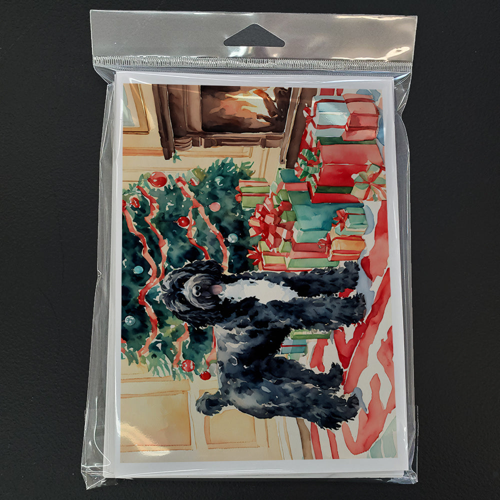 Portuguese Water Dog Cozy Christmas Greeting Cards Pack of 8 Blank Cards with Envelopes Whimsical A7 Size 5x7
