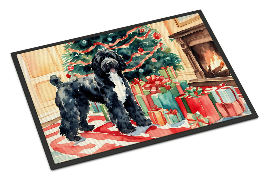 Portuguese Water Dog Cozy Christmas Doormat Indoor Outdoor 24H X 36W Front Door Mat Rugs for Entryway, Non Slip Washable Low Pile,