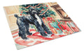 Portuguese Water Dog Cozy Christmas Cutting Board Tempered Glass Kitchen Cutting Surface, Heat Resistant Chopping, Non-Slip Feet, Food Prep & Serving