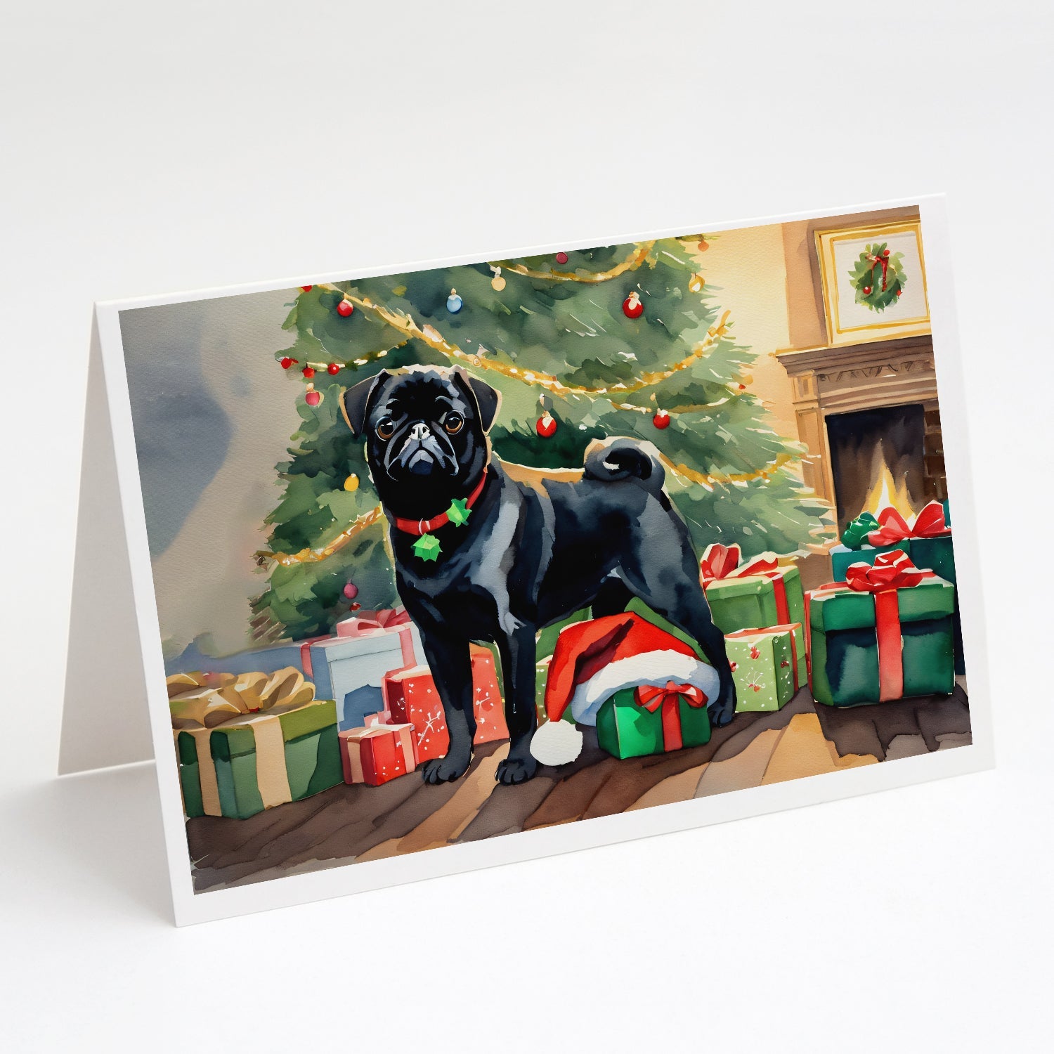 Pug Cozy Christmas Greeting Cards Pack of 8 Blank Cards with Envelopes Whimsical A7 Size 5x7