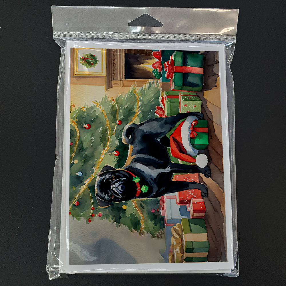 Pug Cozy Christmas Greeting Cards Pack of 8 Blank Cards with Envelopes Whimsical A7 Size 5x7