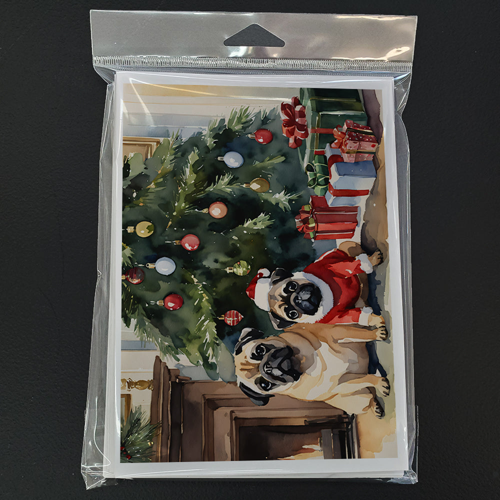 Pug Cozy Christmas Greeting Cards Pack of 8 Blank Cards with Envelopes Whimsical A7 Size 5x7