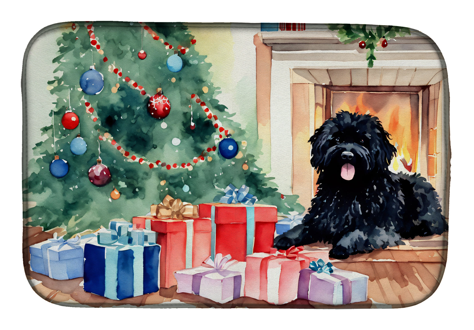 Puli Cozy Christmas Dish Drying Mat Absorbent Dish Drying Mat Pad for Kitchen Counter Dish Drainer Mat for Countertop, 14 x 21", Multicolor