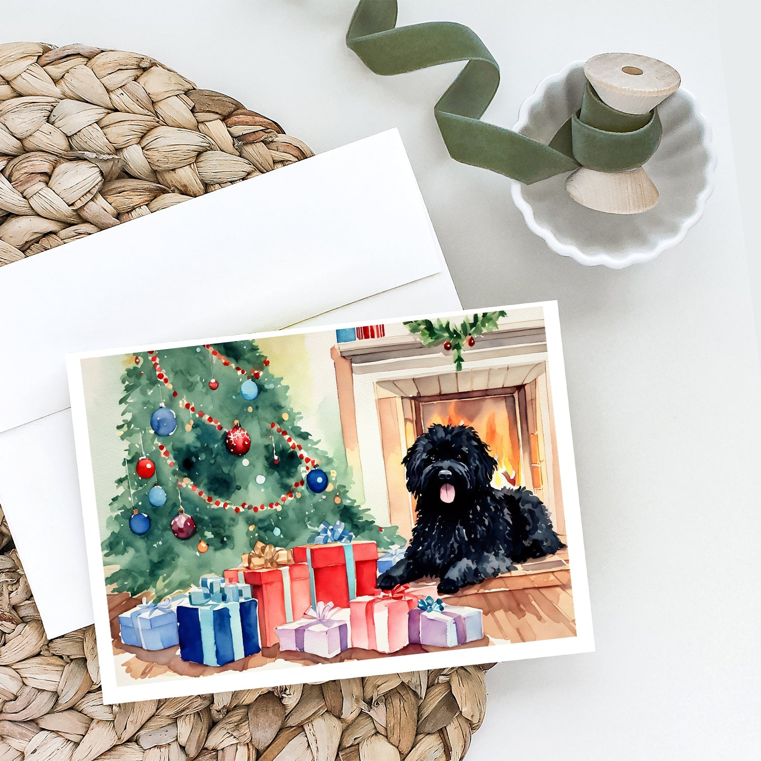 Puli Cozy Christmas Greeting Cards Pack of 8 Blank Cards with Envelopes Whimsical A7 Size 5x7
