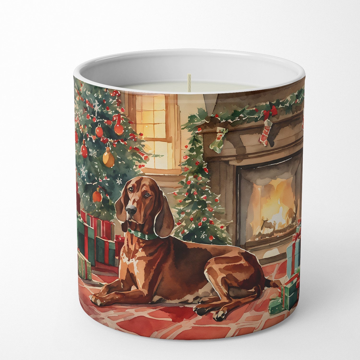 Redbone Coonhound Cozy Christmas Decorative Soy Candle Nature Soy Wax Essential Oil Home Decor Ideal for Bedroom Kitchen Bath Office Gift, 10 oz