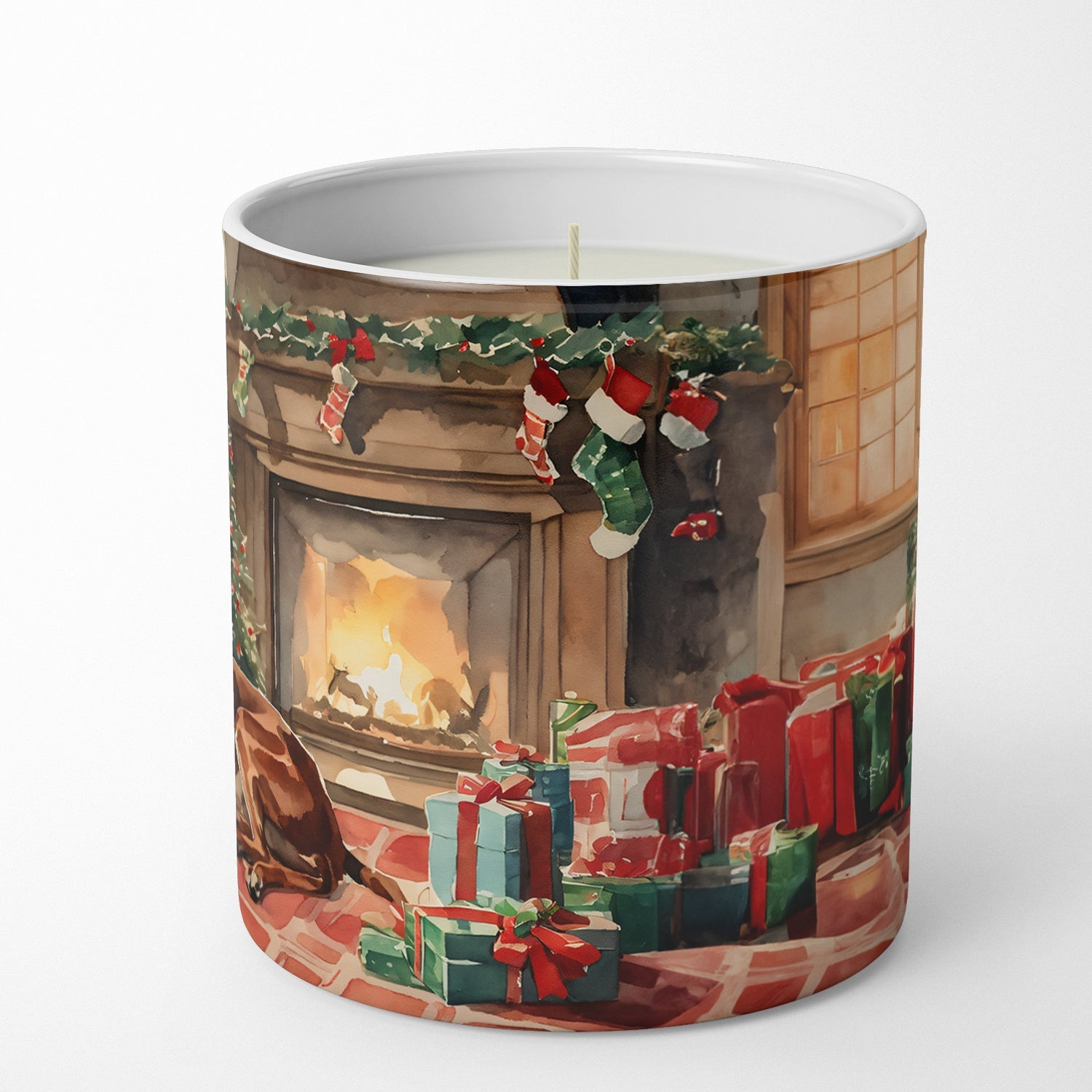 Redbone Coonhound Cozy Christmas Decorative Soy Candle Nature Soy Wax Essential Oil Home Decor Ideal for Bedroom Kitchen Bath Office Gift, 10 oz
