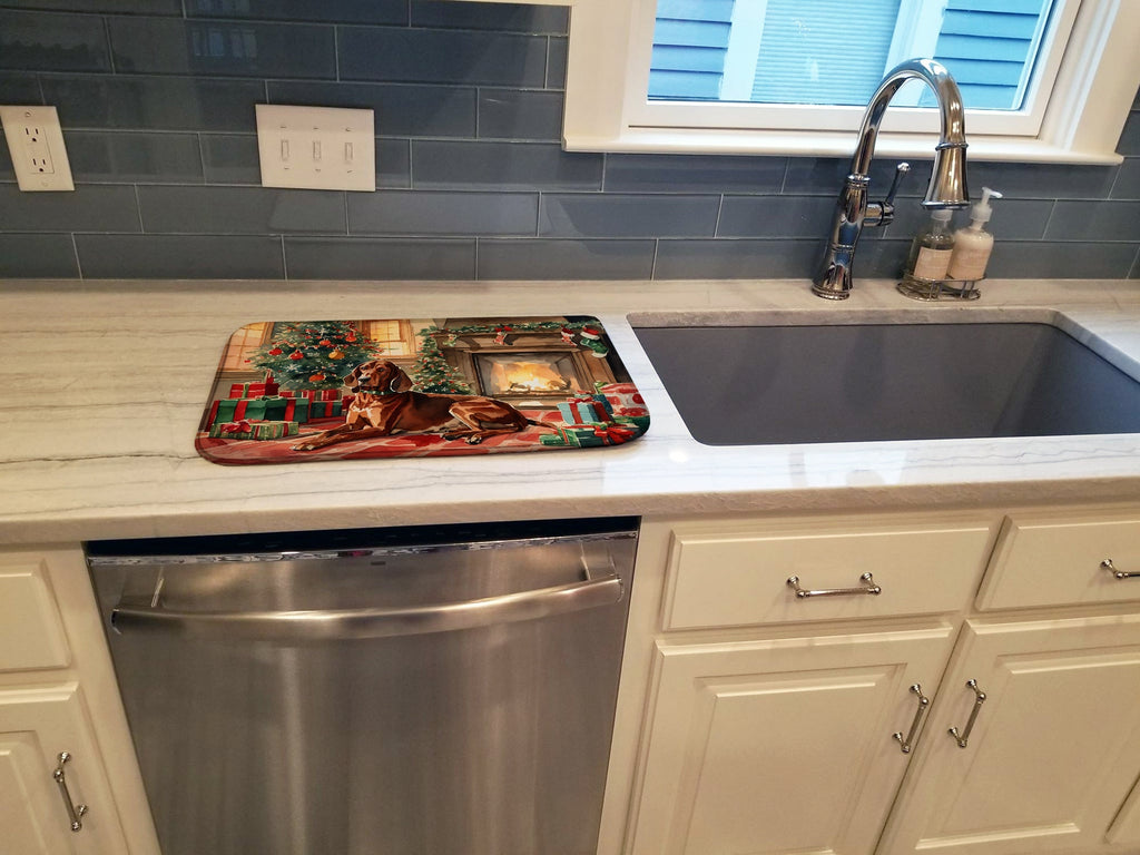 Redbone Coonhound Cozy Christmas Dish Drying Mat Absorbent Dish Drying Mat Pad for Kitchen Counter Dish Drainer Mat for Countertop, 14 x 21", Multicolor