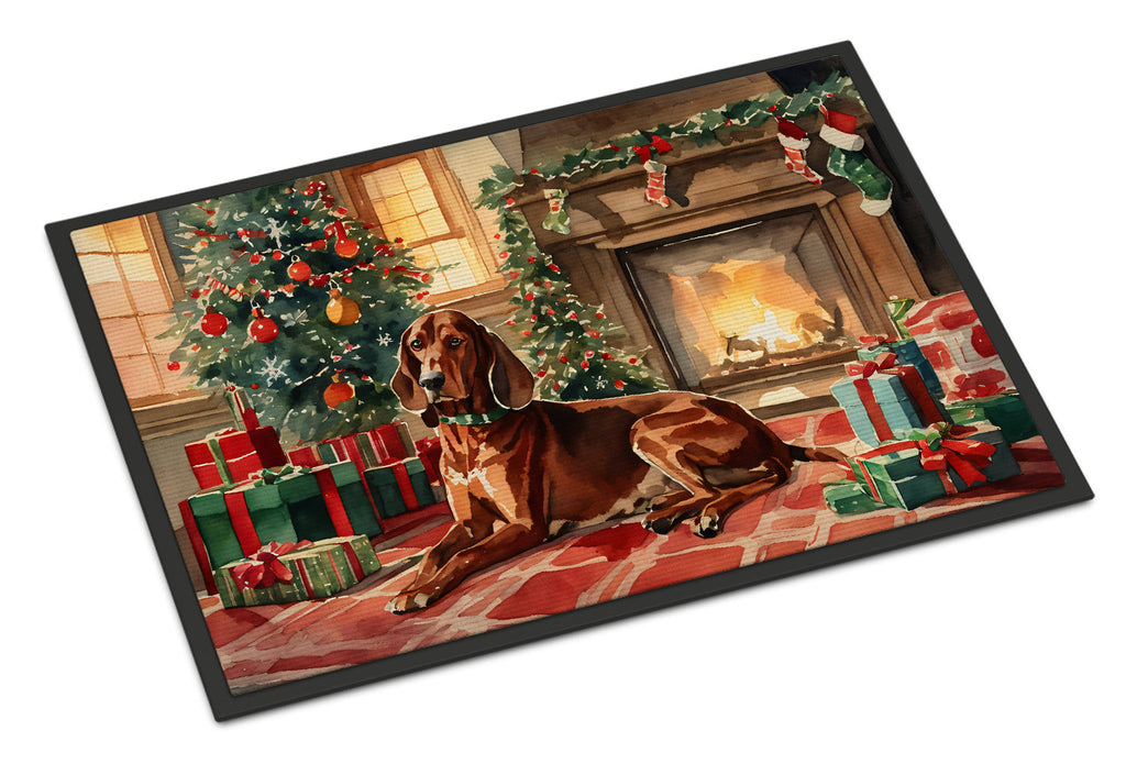Redbone Coonhound Cozy Christmas Doormat Indoor Outdoor 18H X 27W Front Door Mat Rugs for Entryway, Non Slip Washable