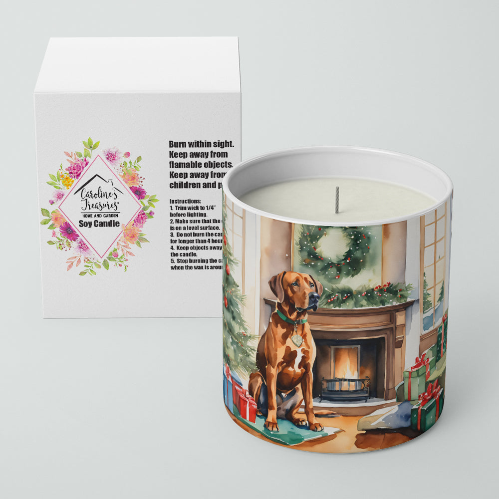 Rhodesian Ridgeback Cozy Christmas Decorative Soy Candle Nature Soy Wax Essential Oil Home Decor Ideal for Bedroom Kitchen Bath Office Gift, 10 oz