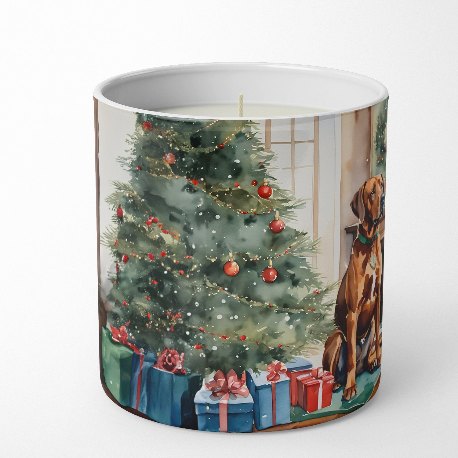 Rhodesian Ridgeback Cozy Christmas Decorative Soy Candle Nature Soy Wax Essential Oil Home Decor Ideal for Bedroom Kitchen Bath Office Gift, 10 oz