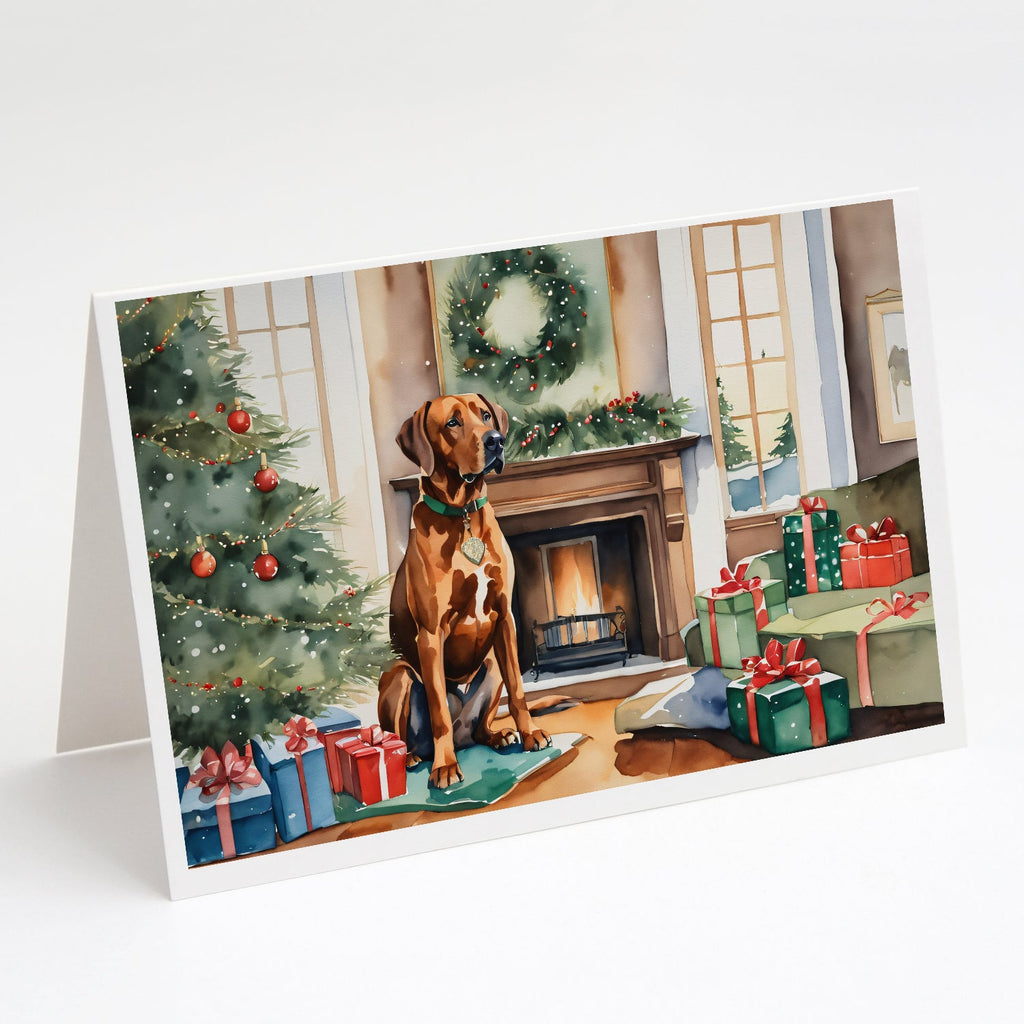 Rhodesian Ridgeback Cozy Christmas Greeting Cards Pack of 8 Blank Cards with Envelopes Whimsical A7 Size 5x7
