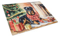 Rottweiler Cozy Christmas Cutting Board Tempered Glass Kitchen Cutting Surface, Heat Resistant Chopping, Non-Slip Feet, Food Prep & Serving