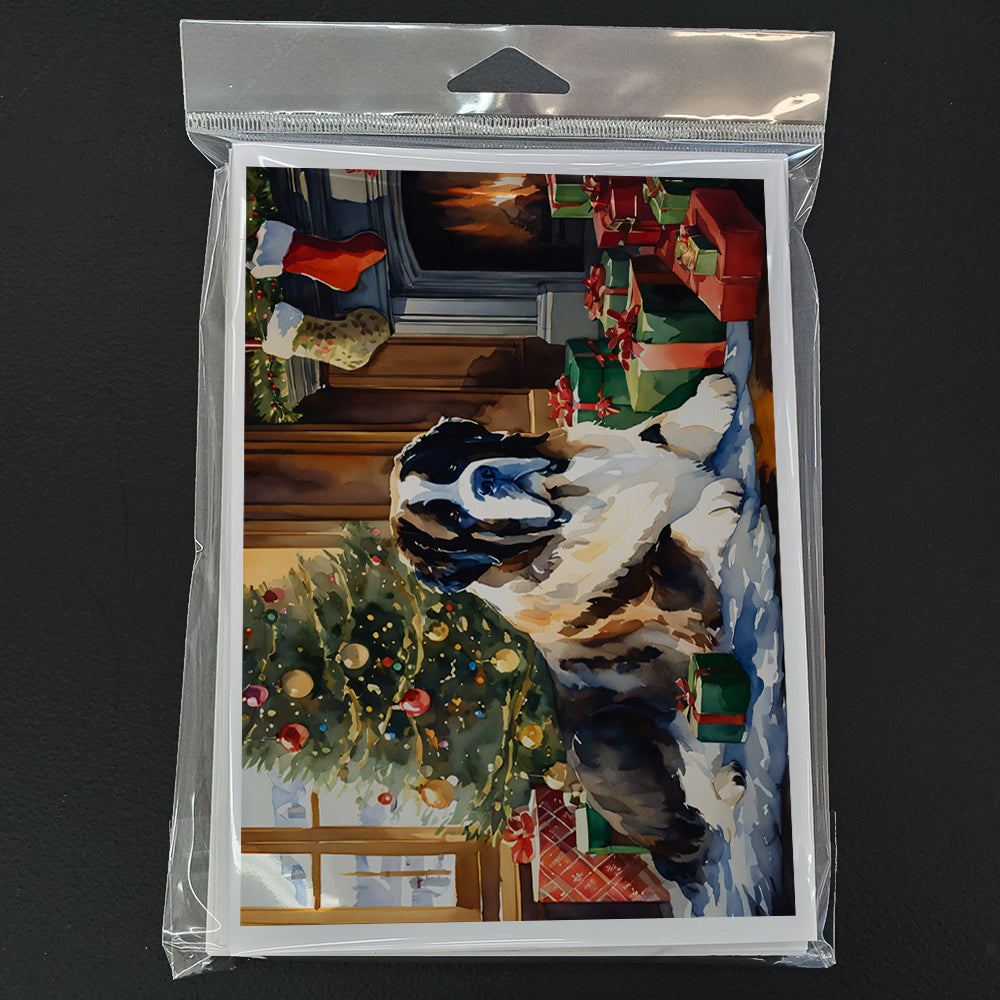 Saint Bernard Cozy Christmas Greeting Cards Pack of 8 Blank Cards with Envelopes Whimsical A7 Size 5x7