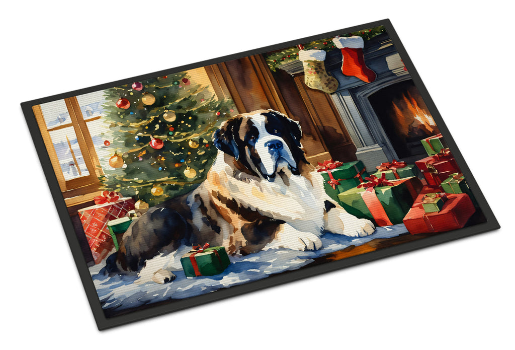 Saint Bernard Cozy Christmas Doormat Indoor Outdoor 18H X 27W Front Door Mat Rugs for Entryway, Non Slip Washable
