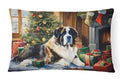 Saint Bernard Cozy Christmas Decorative Throw Pillow 12x16 Indoor Outdoor Accent Cushion, Fabric Cover with Insert for Sofa, Bed, Porch & Living Room