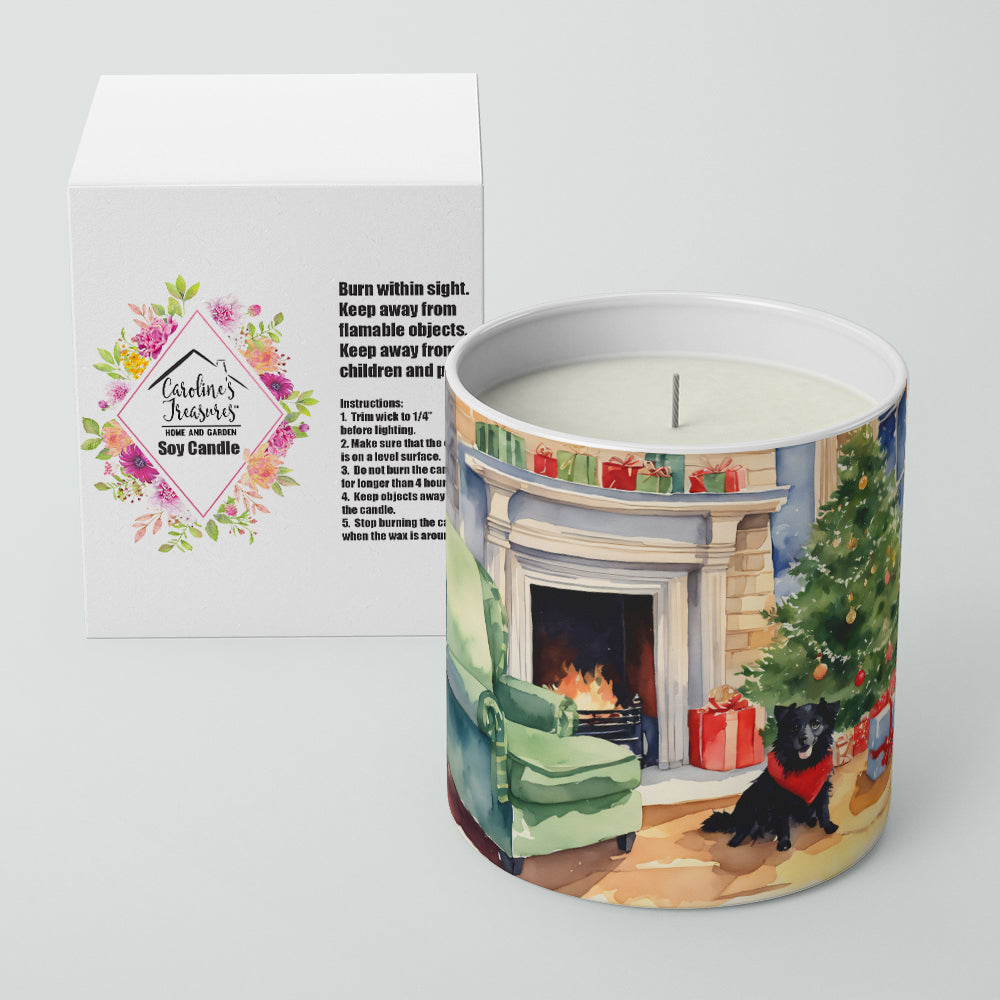 Schipperke Cozy Christmas Decorative Soy Candle Nature Soy Wax Essential Oil Home Decor Ideal for Bedroom Kitchen Bath Office Gift, 10 oz