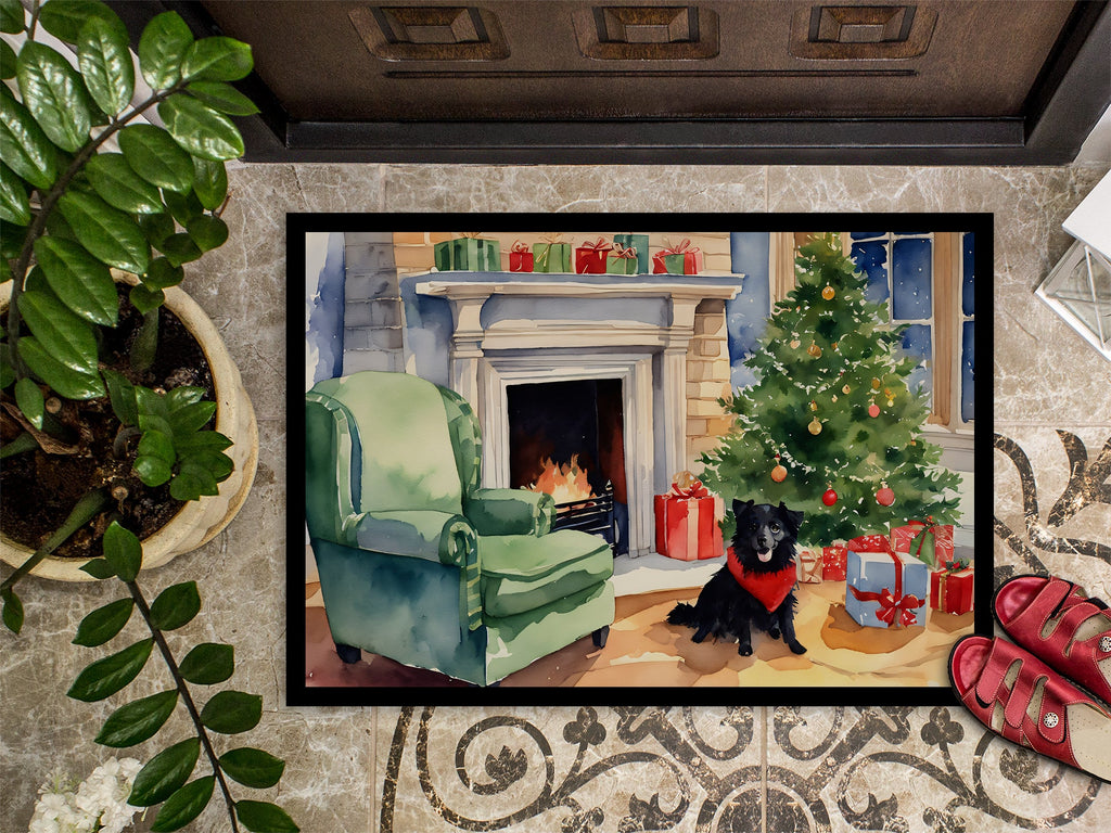 Schipperke Cozy Christmas Doormat Indoor Outdoor 18H X 27W Front Door Mat Rugs for Entryway, Non Slip Washable