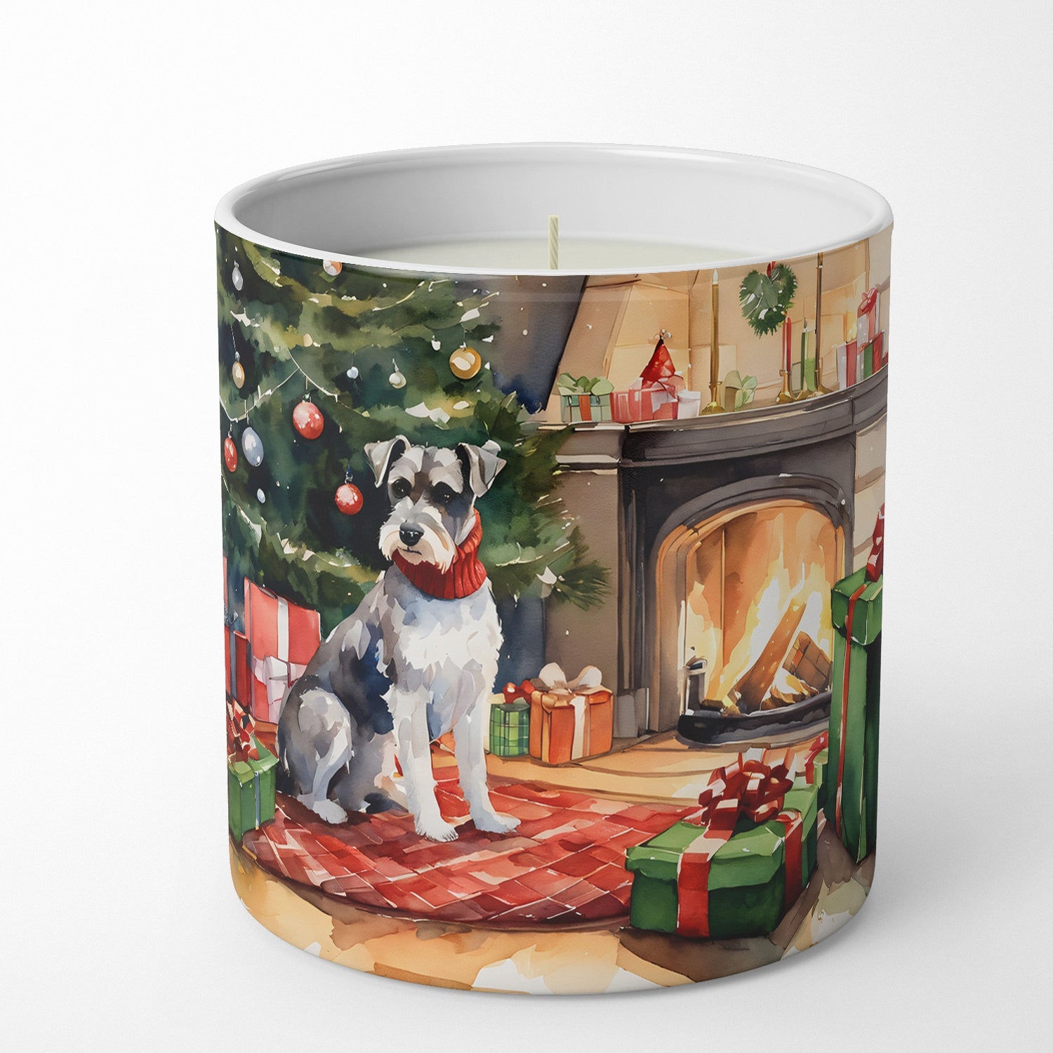 Schnauzer Cozy Christmas Decorative Soy Candle Nature Soy Wax Essential Oil Home Decor Ideal for Bedroom Kitchen Bath Office Gift, 10 oz