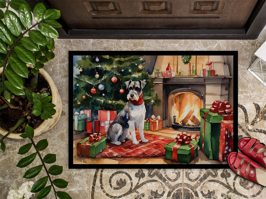 Schnauzer Cozy Christmas Doormat Indoor Outdoor 24H X 36W Front Door Mat Rugs for Entryway, Non Slip Washable Low Pile,