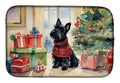 Scottish Terrier Cozy Christmas Dish Drying Mat Absorbent Dish Drying Mat Pad for Kitchen Counter Dish Drainer Mat for Countertop, 14 x 21", Multicolor