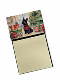 Scottish Terrier Cozy Christmas Watercolor Sticky Note Holder Refillable Dispenser Desk Accessory 3x3 Pad Gift