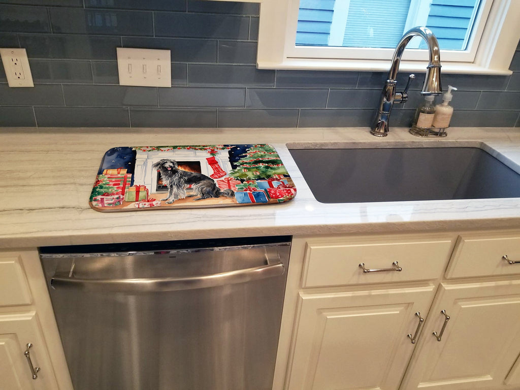 Scottish Deerhound Cozy Christmas Dish Drying Mat Absorbent Dish Drying Mat Pad for Kitchen Counter Dish Drainer Mat for Countertop, 14 x 21", Multicolor