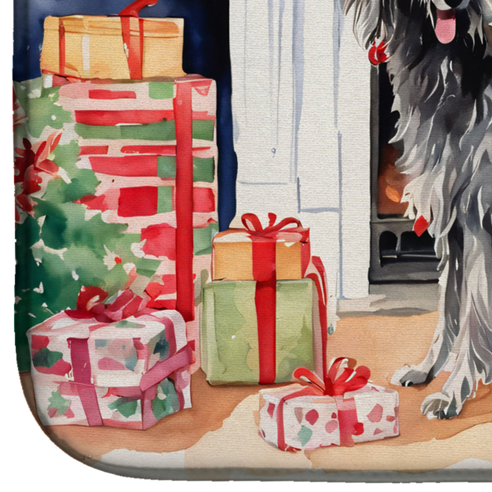 Scottish Deerhound Cozy Christmas Dish Drying Mat Absorbent Dish Drying Mat Pad for Kitchen Counter Dish Drainer Mat for Countertop, 14 x 21", Multicolor
