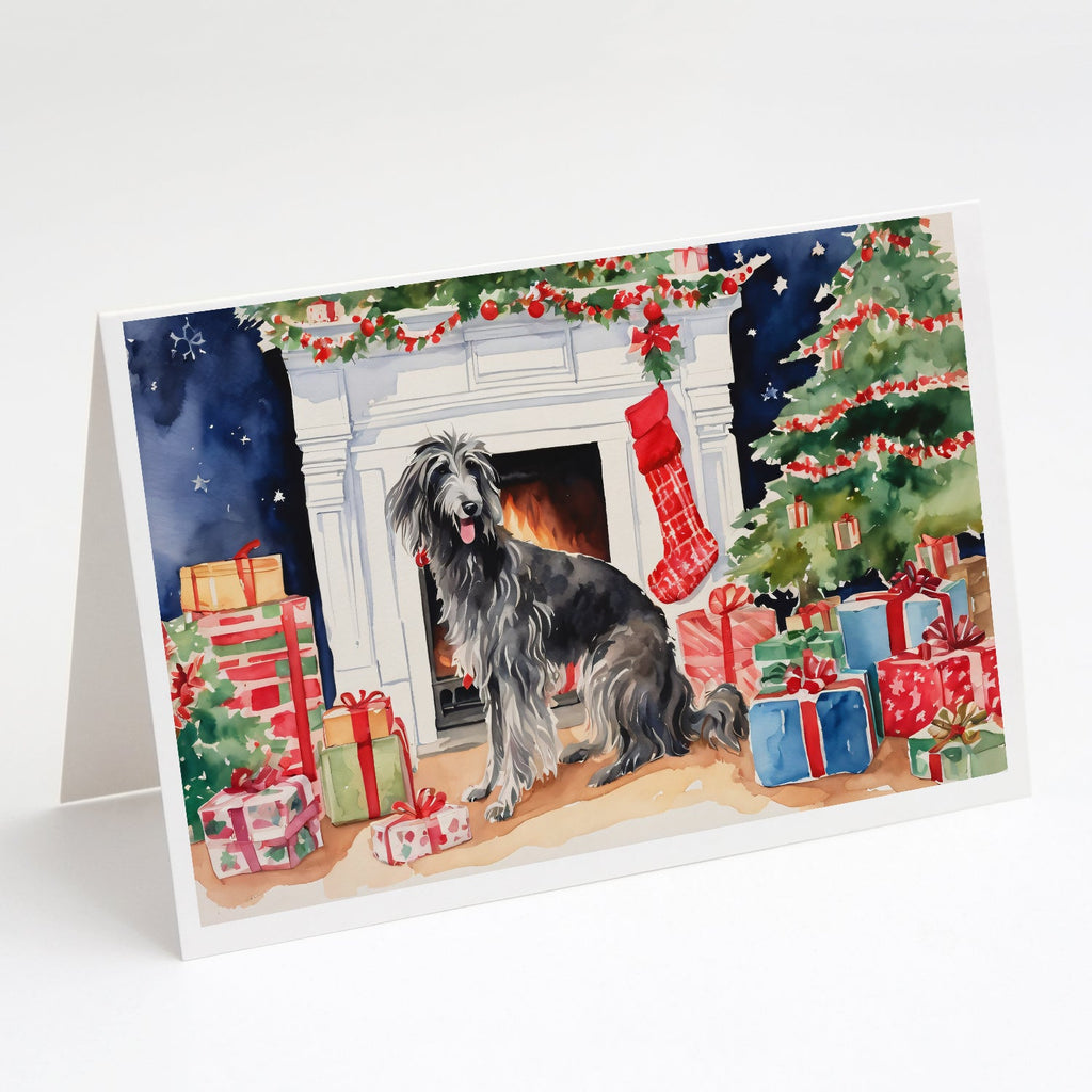 Scottish Deerhound Cozy Christmas Greeting Cards Pack of 8 Blank Cards with Envelopes Whimsical A7 Size 5x7