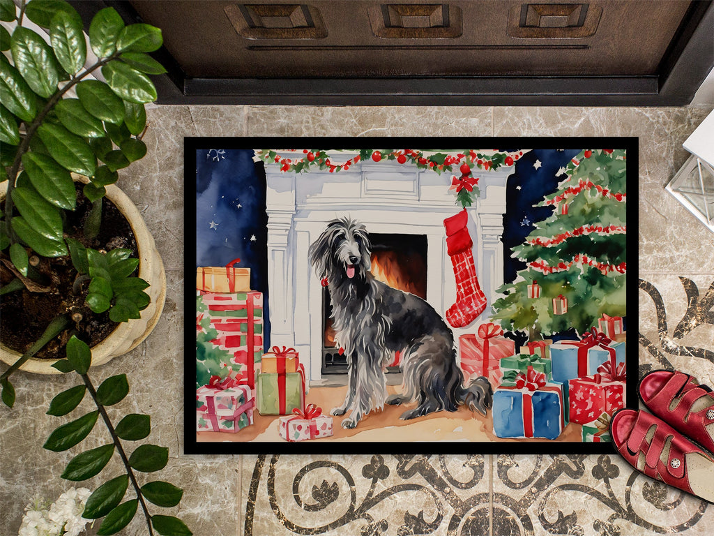 Scottish Deerhound Cozy Christmas Doormat Indoor Outdoor 24H X 36W Front Door Mat Rugs for Entryway, Non Slip Washable Low Pile,