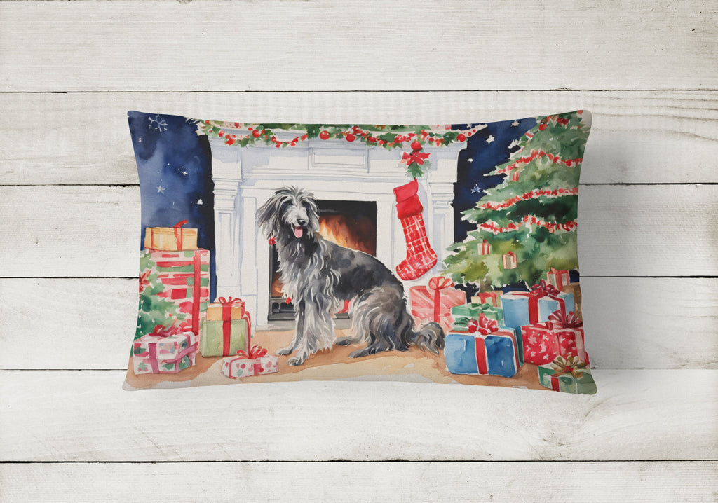 Scottish Deerhound Cozy Christmas Decorative Throw Pillow 12x16 Indoor Outdoor Accent Cushion, Fabric Cover with Insert for Sofa, Bed, Porch & Living Room